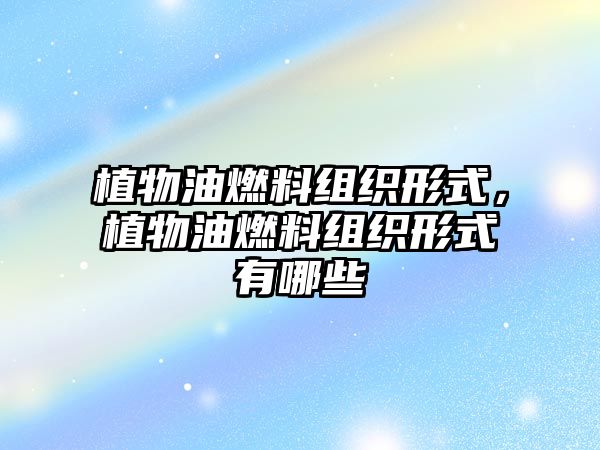 植物油燃料組織形式，植物油燃料組織形式有哪些