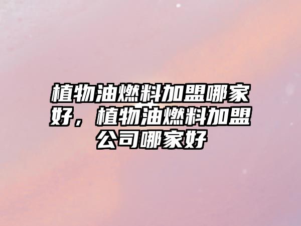 植物油燃料加盟哪家好，植物油燃料加盟公司哪家好