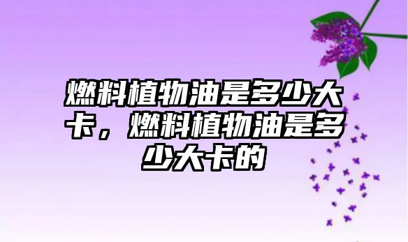 燃料植物油是多少大卡，燃料植物油是多少大卡的