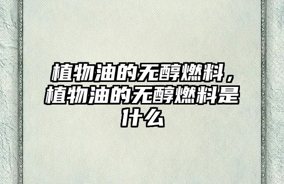 植物油的無醇燃料，植物油的無醇燃料是什么
