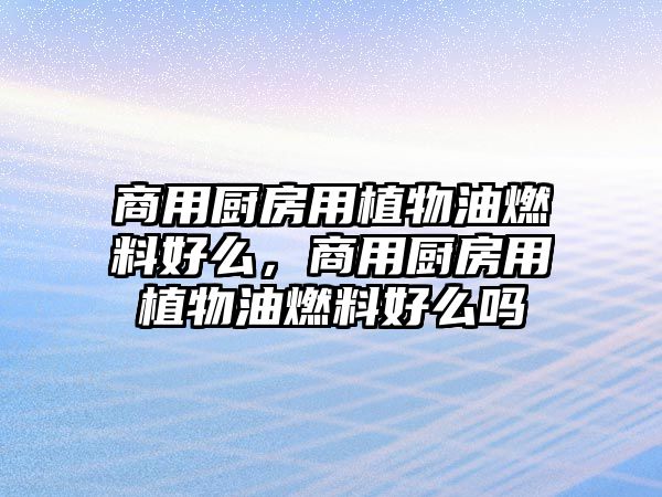 商用廚房用植物油燃料好么，商用廚房用植物油燃料好么嗎