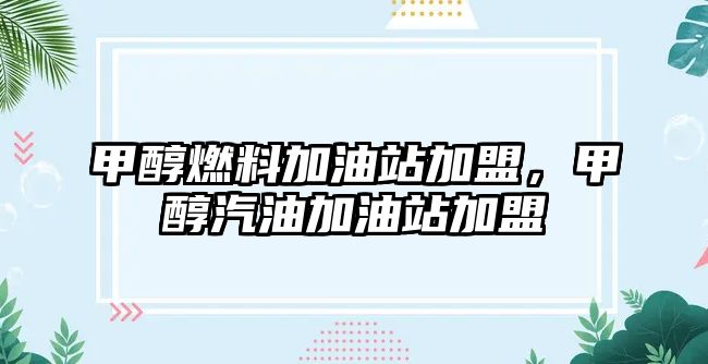 甲醇燃料加油站加盟，甲醇汽油加油站加盟