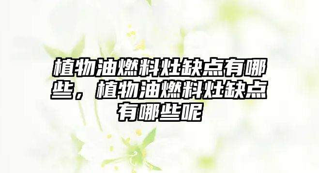 植物油燃料灶缺點有哪些，植物油燃料灶缺點有哪些呢