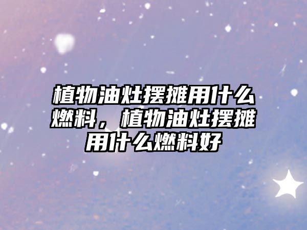 植物油灶擺攤用什么燃料，植物油灶擺攤用什么燃料好