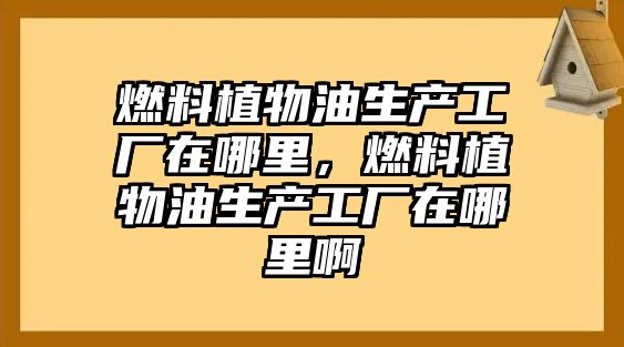 燃料植物油生產(chǎn)工廠在哪里，燃料植物油生產(chǎn)工廠在哪里啊