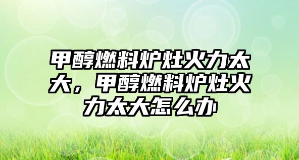 甲醇燃料爐灶火力太大，甲醇燃料爐灶火力太大怎么辦