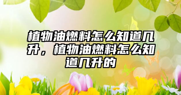植物油燃料怎么知道幾升，植物油燃料怎么知道幾升的