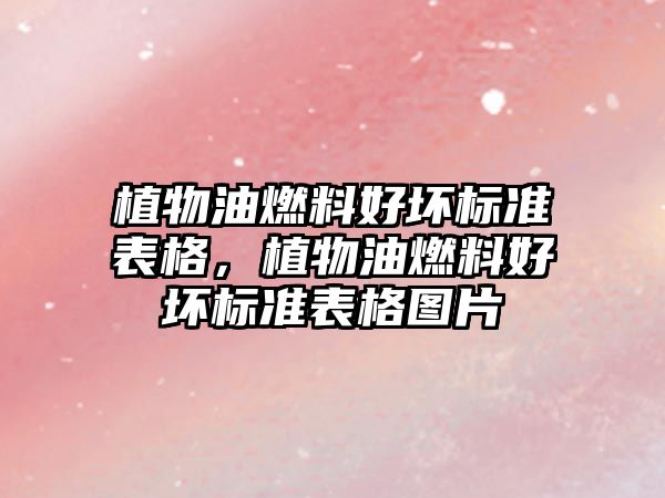 植物油燃料好壞標(biāo)準(zhǔn)表格，植物油燃料好壞標(biāo)準(zhǔn)表格圖片