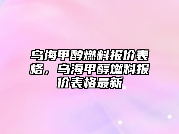 烏海甲醇燃料報價表格，烏海甲醇燃料報價表格最新