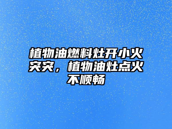 植物油燃料灶開小火突突，植物油灶點火不順暢