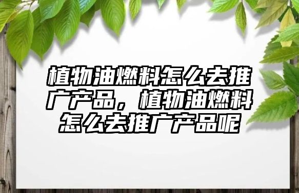 植物油燃料怎么去推廣產(chǎn)品，植物油燃料怎么去推廣產(chǎn)品呢