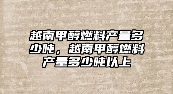 越南甲醇燃料產(chǎn)量多少噸，越南甲醇燃料產(chǎn)量多少噸以上