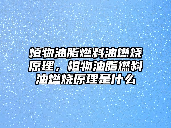 植物油脂燃料油燃燒原理，植物油脂燃料油燃燒原理是什么