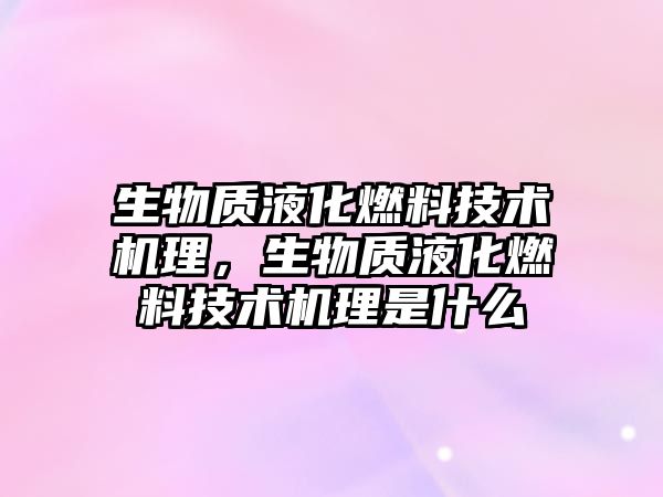 生物質(zhì)液化燃料技術(shù)機理，生物質(zhì)液化燃料技術(shù)機理是什么