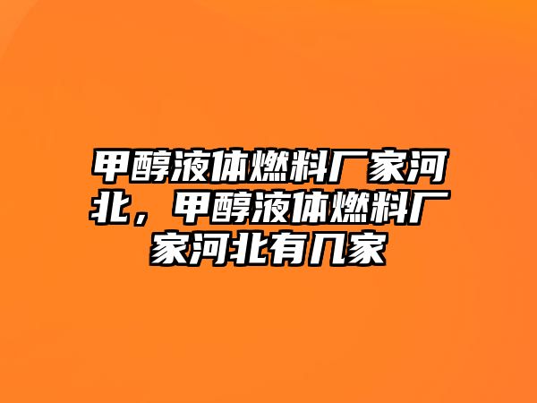 甲醇液體燃料廠家河北，甲醇液體燃料廠家河北有幾家