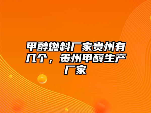 甲醇燃料廠家貴州有幾個，貴州甲醇生產(chǎn)廠家