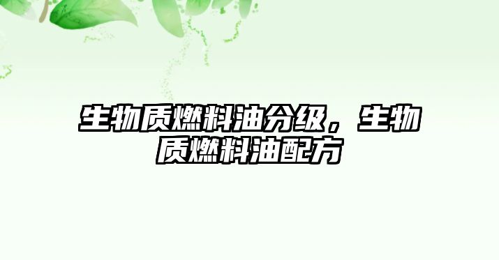 生物質(zhì)燃料油分級，生物質(zhì)燃料油配方