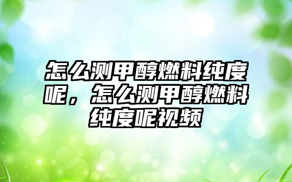 怎么測(cè)甲醇燃料純度呢，怎么測(cè)甲醇燃料純度呢視頻