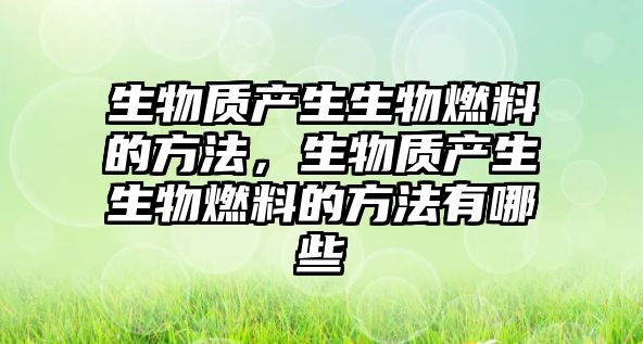 生物質(zhì)產(chǎn)生生物燃料的方法，生物質(zhì)產(chǎn)生生物燃料的方法有哪些