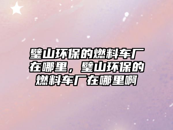 璧山環(huán)保的燃料車廠在哪里，璧山環(huán)保的燃料車廠在哪里啊