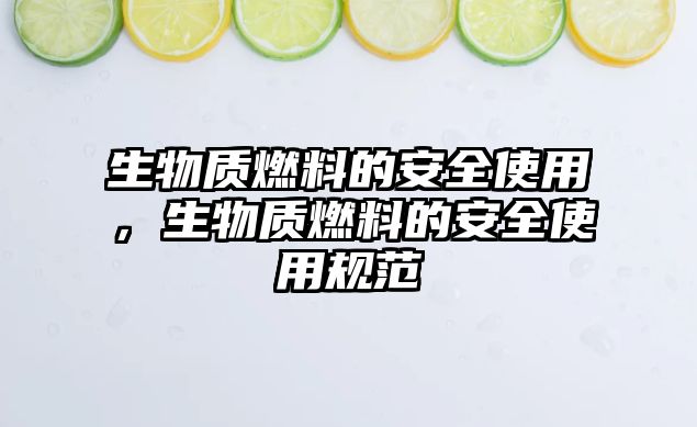 生物質(zhì)燃料的安全使用，生物質(zhì)燃料的安全使用規(guī)范
