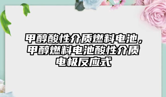 甲醇酸性介質(zhì)燃料電池，甲醇燃料電池酸性介質(zhì)電極反應(yīng)式