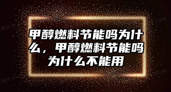 甲醇燃料節(jié)能嗎為什么，甲醇燃料節(jié)能嗎為什么不能用