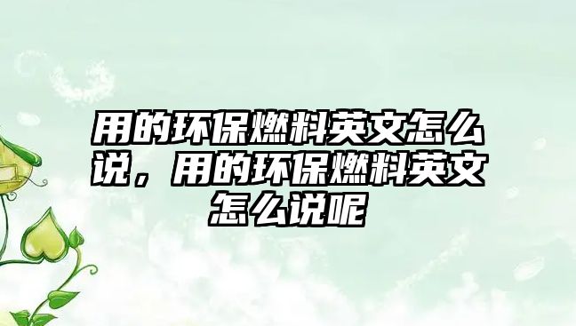用的環(huán)保燃料英文怎么說(shuō)，用的環(huán)保燃料英文怎么說(shuō)呢