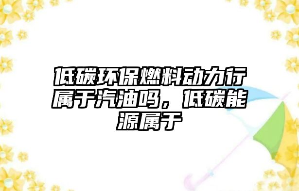 低碳環(huán)保燃料動(dòng)力行屬于汽油嗎，低碳能源屬于