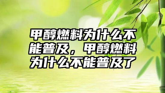 甲醇燃料為什么不能普及，甲醇燃料為什么不能普及了