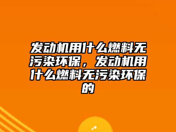 發(fā)動機用什么燃料無污染環(huán)保，發(fā)動機用什么燃料無污染環(huán)保的