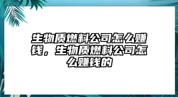 生物質(zhì)燃料公司怎么賺錢，生物質(zhì)燃料公司怎么賺錢的