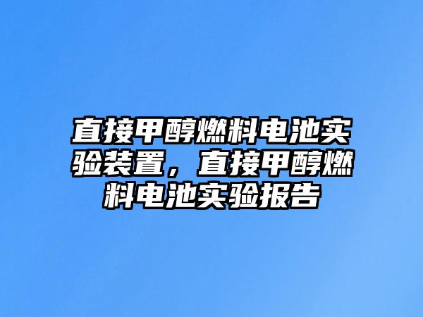 直接甲醇燃料電池實(shí)驗(yàn)裝置，直接甲醇燃料電池實(shí)驗(yàn)報(bào)告