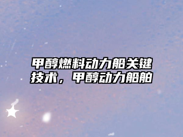甲醇燃料動力船關(guān)鍵技術(shù)，甲醇動力船舶