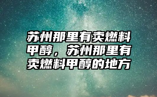蘇州那里有賣燃料甲醇，蘇州那里有賣燃料甲醇的地方
