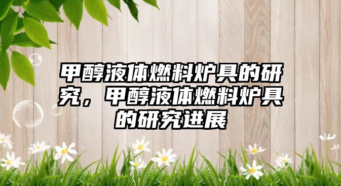 甲醇液體燃料爐具的研究，甲醇液體燃料爐具的研究進(jìn)展