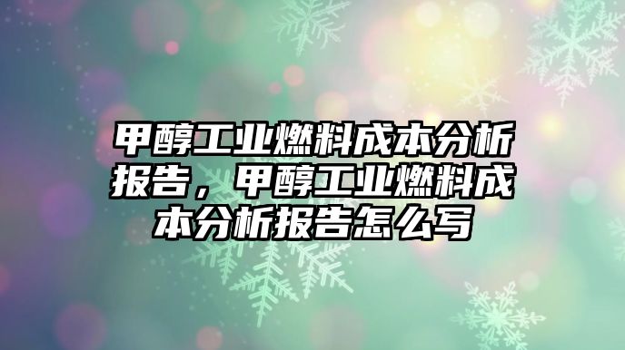 甲醇工業(yè)燃料成本分析報(bào)告，甲醇工業(yè)燃料成本分析報(bào)告怎么寫(xiě)