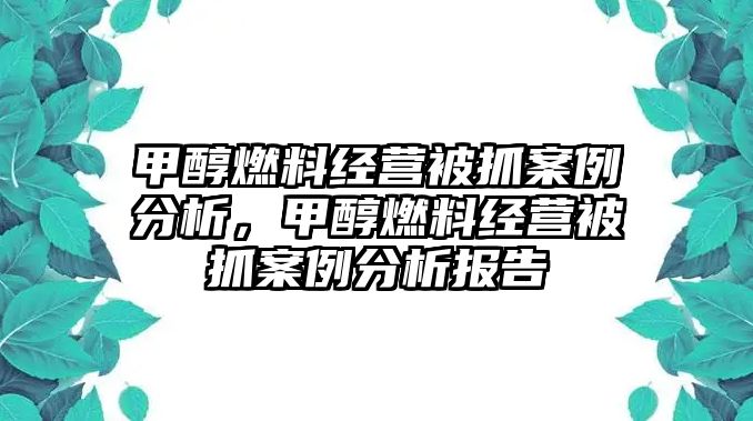 甲醇燃料經(jīng)營(yíng)被抓案例分析，甲醇燃料經(jīng)營(yíng)被抓案例分析報(bào)告