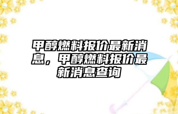 甲醇燃料報(bào)價(jià)最新消息，甲醇燃料報(bào)價(jià)最新消息查詢