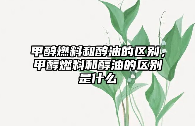甲醇燃料和醇油的區(qū)別，甲醇燃料和醇油的區(qū)別是什么