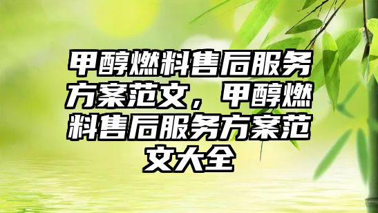 甲醇燃料售后服務(wù)方案范文，甲醇燃料售后服務(wù)方案范文大全
