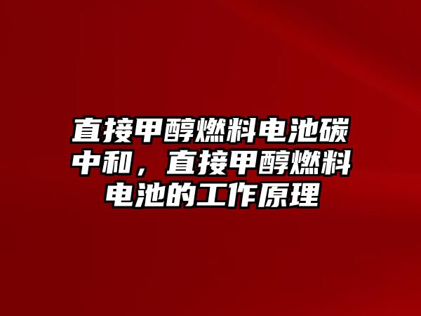 直接甲醇燃料電池碳中和，直接甲醇燃料電池的工作原理